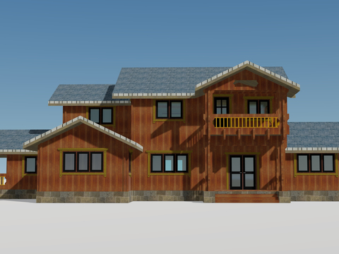 Wooden two-story villa chalet activity center