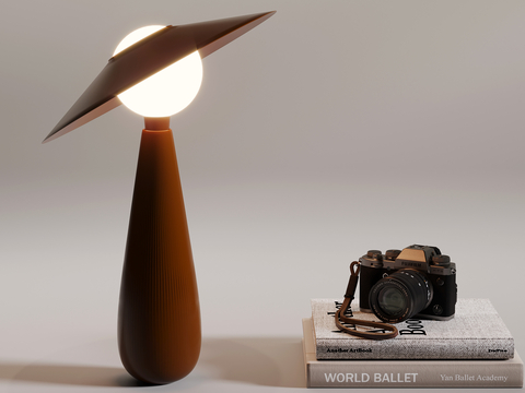 Modern table lamp books camera ornaments