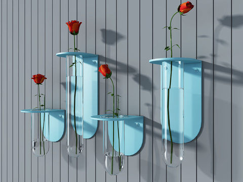 Modern test tube flower arrangement wall pendant