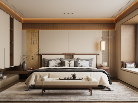 New Chinese-style master bedroom