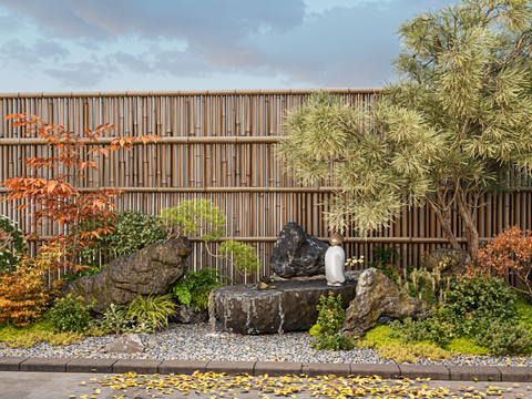 Japanese-style Garden Landscape dry landscape flowing water bowl