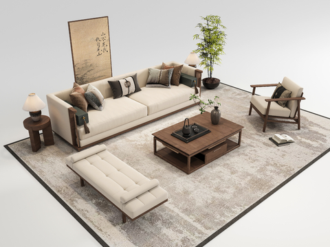 Neo-Chinese Style Sectional Sofa