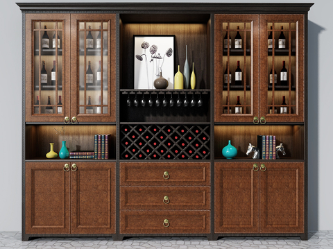 Neo-Chinese Style wine cabinet su mold