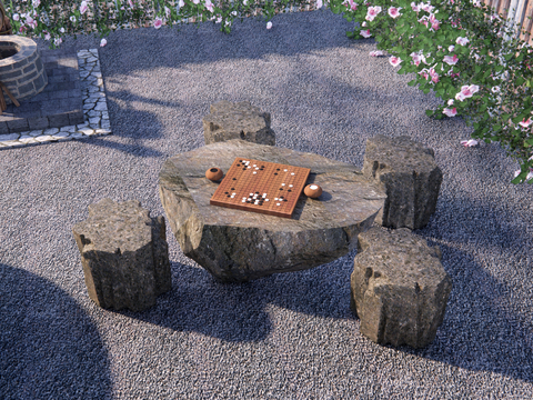 New Chinese Ecological Stone Tables and Chairs