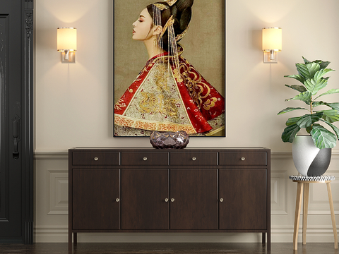 Neo-Chinese Style Entrance Cabinet Side Cabinet