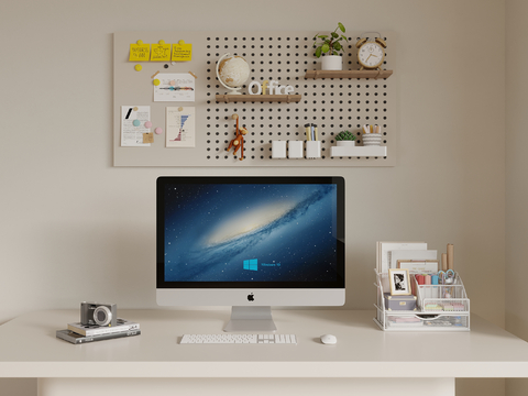 Office Supplies Computer Bookshelf Books Hole Board