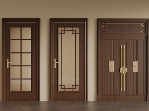 Neo-Chinese Style single door swing door bathroom door double door