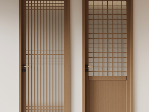 Japanese style single door swing door grille door wooden door