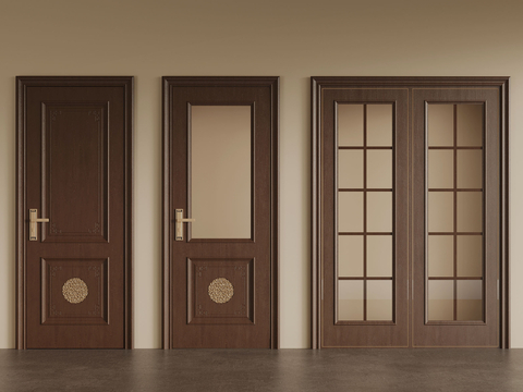 Neo-Chinese Style sliding door single door