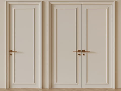 Cream Style double door single door swing door wooden door