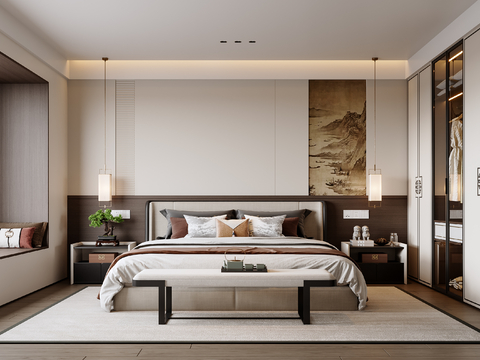 New Chinese-style master bedroom