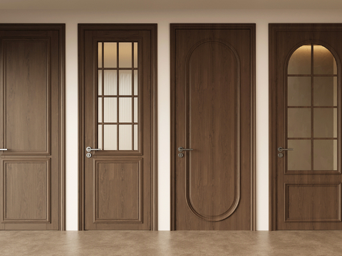 Middle style single door bedroom door bathroom door wooden door