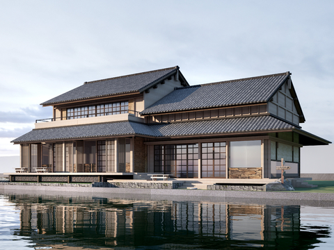 Japanese-style villa exterior wooden house in the forest