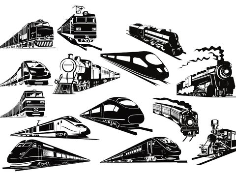 Wall decoration pendant train silhouette high-speed rail paper cutting