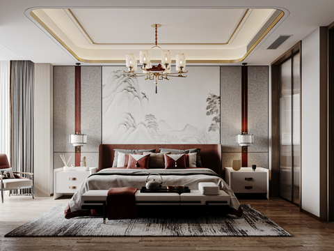 New Chinese-style master bedroom