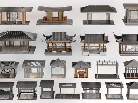 New Chinese Landscape Pavilion Pavilion Gallery Rack