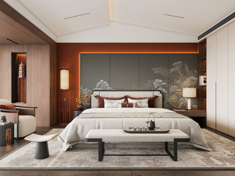 Neo-Chinese Style Bedroom Song Dynasty Aesthetic Master Bedroom