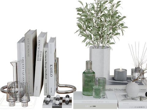 Modern Decorations Desktop Ornaments Potted Books Wine Utensils