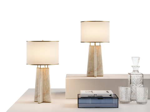 Modern metal jade table lamp