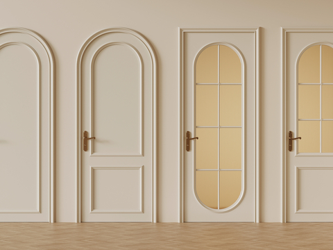 Cream Style single door glass arch door