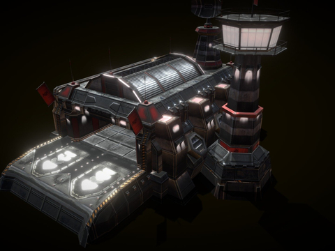 Sci-Fi Building Light Factory Ship