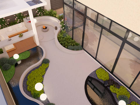 Modern Villa Courtyard Garden