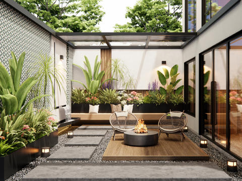 Modern Villa Courtyard Garden