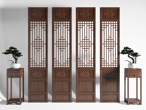 Neo-Chinese Style solid wood screen partition