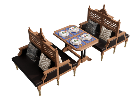 Southeast Asia Log Booth Sofa Dining Table and Chair