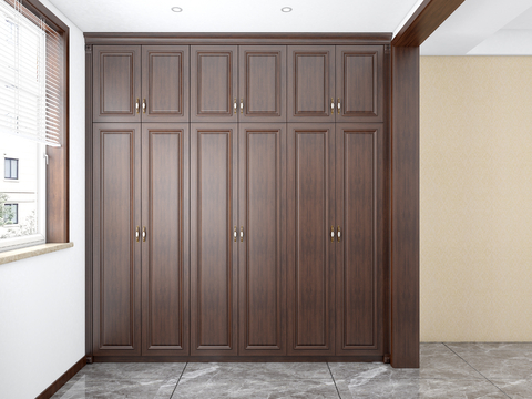 Neo-Chinese Style Solid Wood Wardrobe Wardrobe