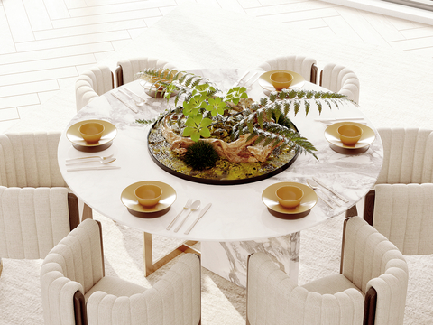 Modern round dining table and chair