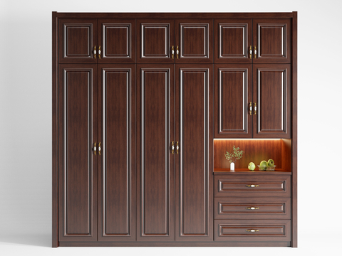 American Style Solid Wood Wardrobe Wardrobe