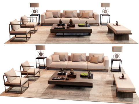 Neo-Chinese Style Sectional Sofa