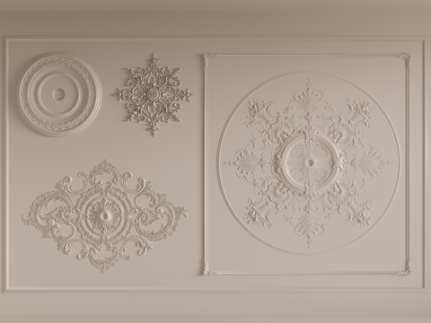 French lamp panel carved plaster lines