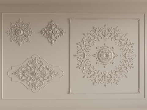 French lamp panel carved plaster lines