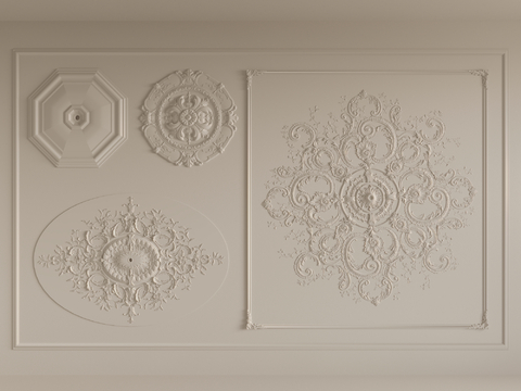 French lamp panel carved plaster lines