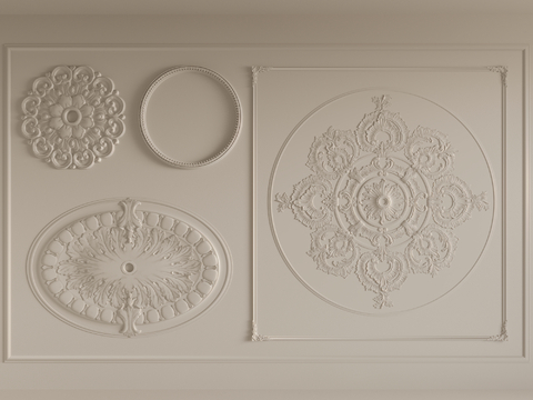 French lamp panel carved plaster lines