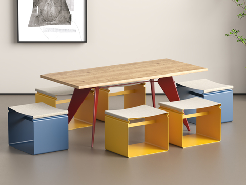 Modern Wenchuang Table and Chair Children's Table and Chair U Model