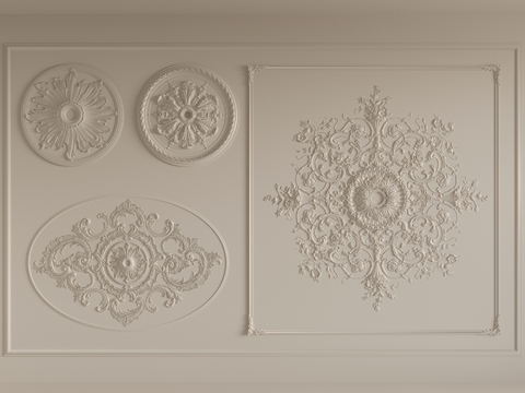 French lamp panel carved plaster lines