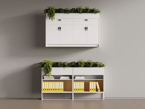 Modern file cabinet green plant partition