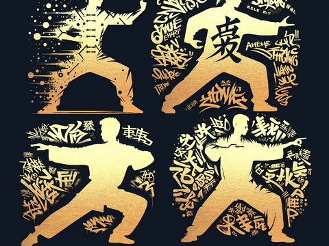 Chinese Martial Arts Chinese Kung Fu Silhouette Clip Art Illustration