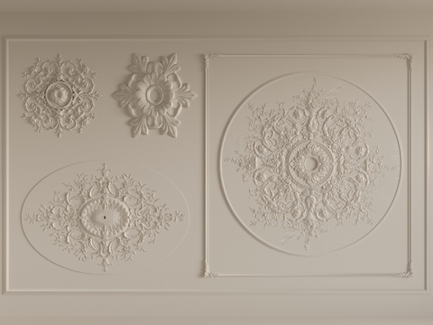 French lamp panel carved plaster lines