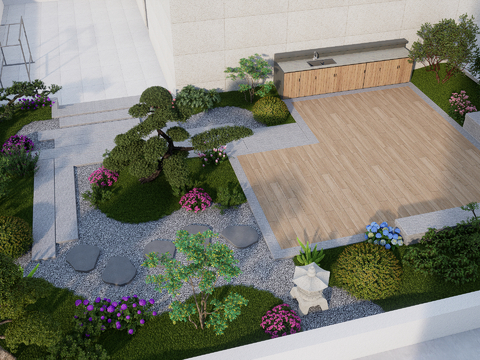 Japanese-style courtyard, terrace garden