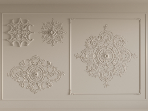 French lamp panel carved plaster lines