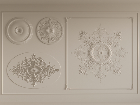 French lamp panel carved plaster lines