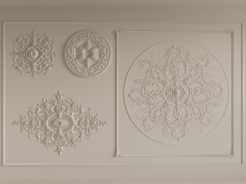 French lamp panel carved plaster lines