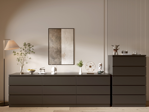 Modern Black Entrance Cabinet Side Cabinet