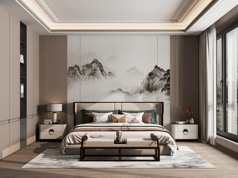 New Chinese-style master bedroom