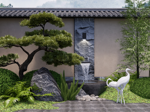 New Chinese-style Courtyard Sick Landscape Wall Waterscape