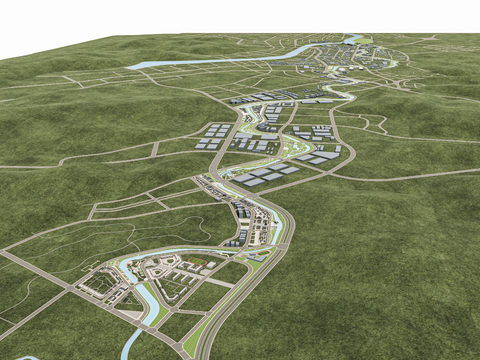 Modern bird's-eye view planning urban green landscape